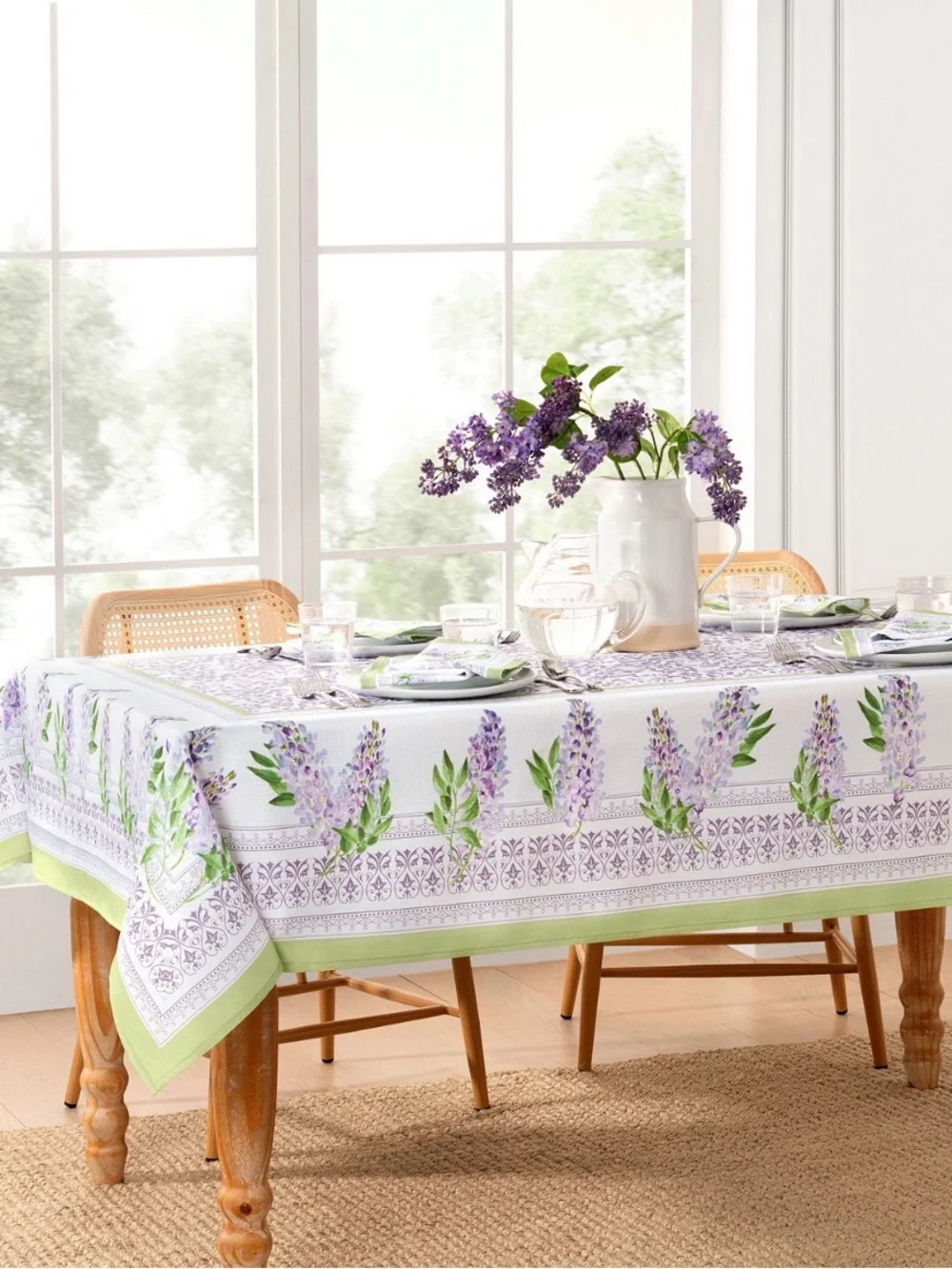 Lilac Garden Floral Rectangle Tablecloth, 60